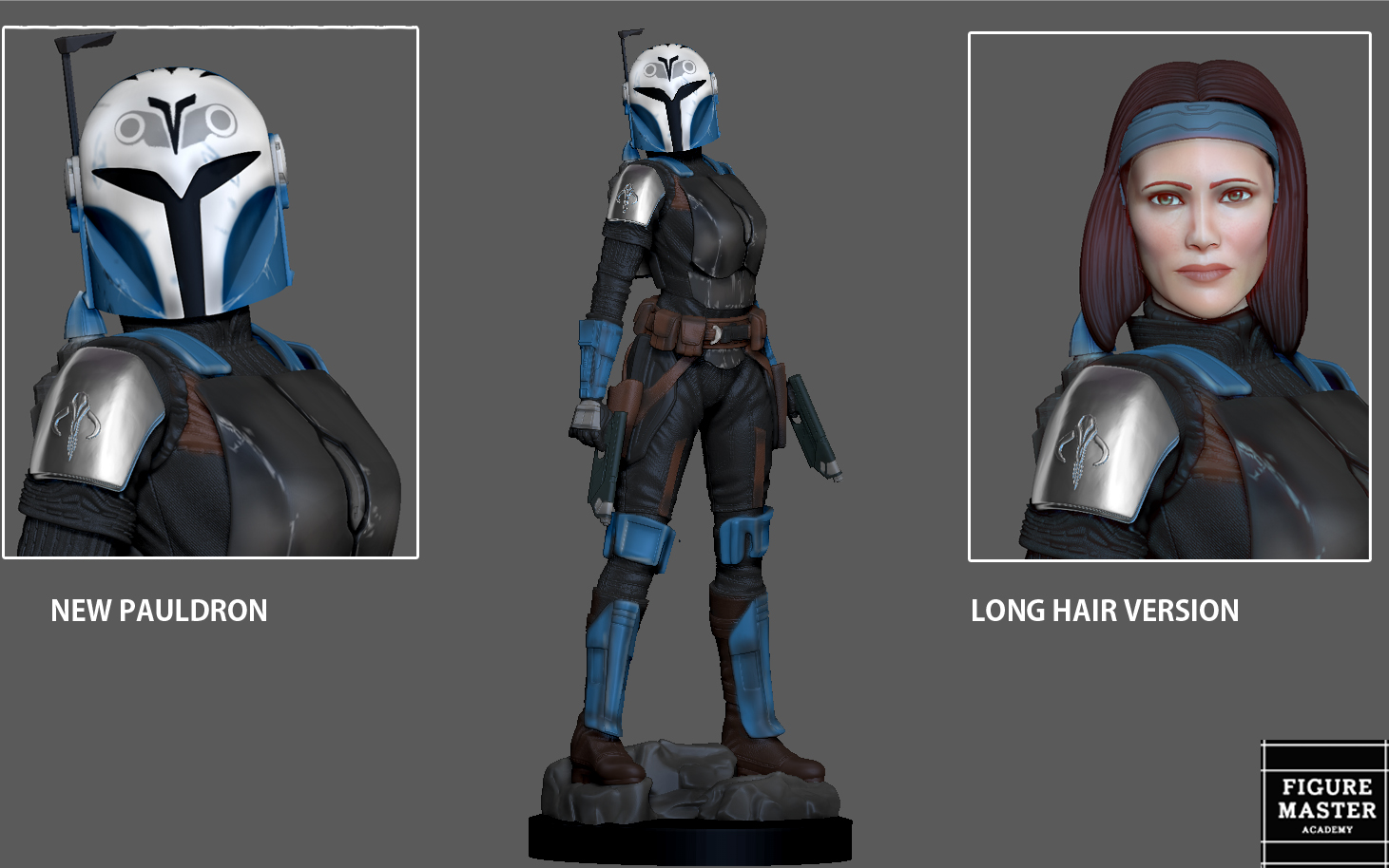 BO KATAN NEW PAULDRON LONG HAIR VERSION MANDALORIAN DISNEY STATUE 3D print — image 1