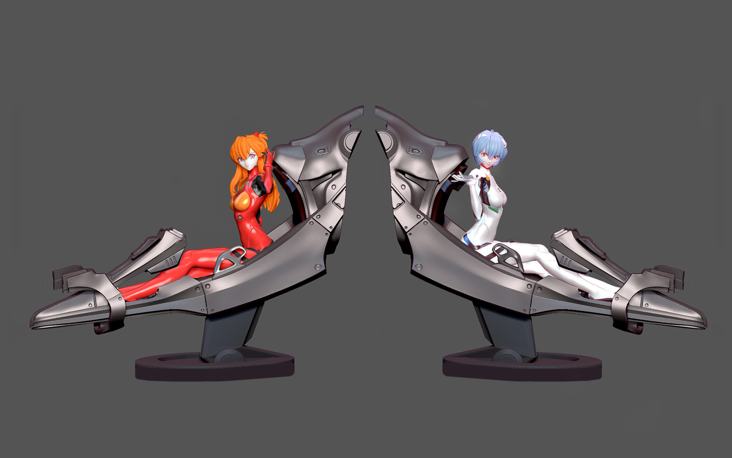 REI ASUKA COCKPIT PACK EVANGELION GIRL STATUE PRETTY ANIME CHARACTER 3D PRINT — image 1