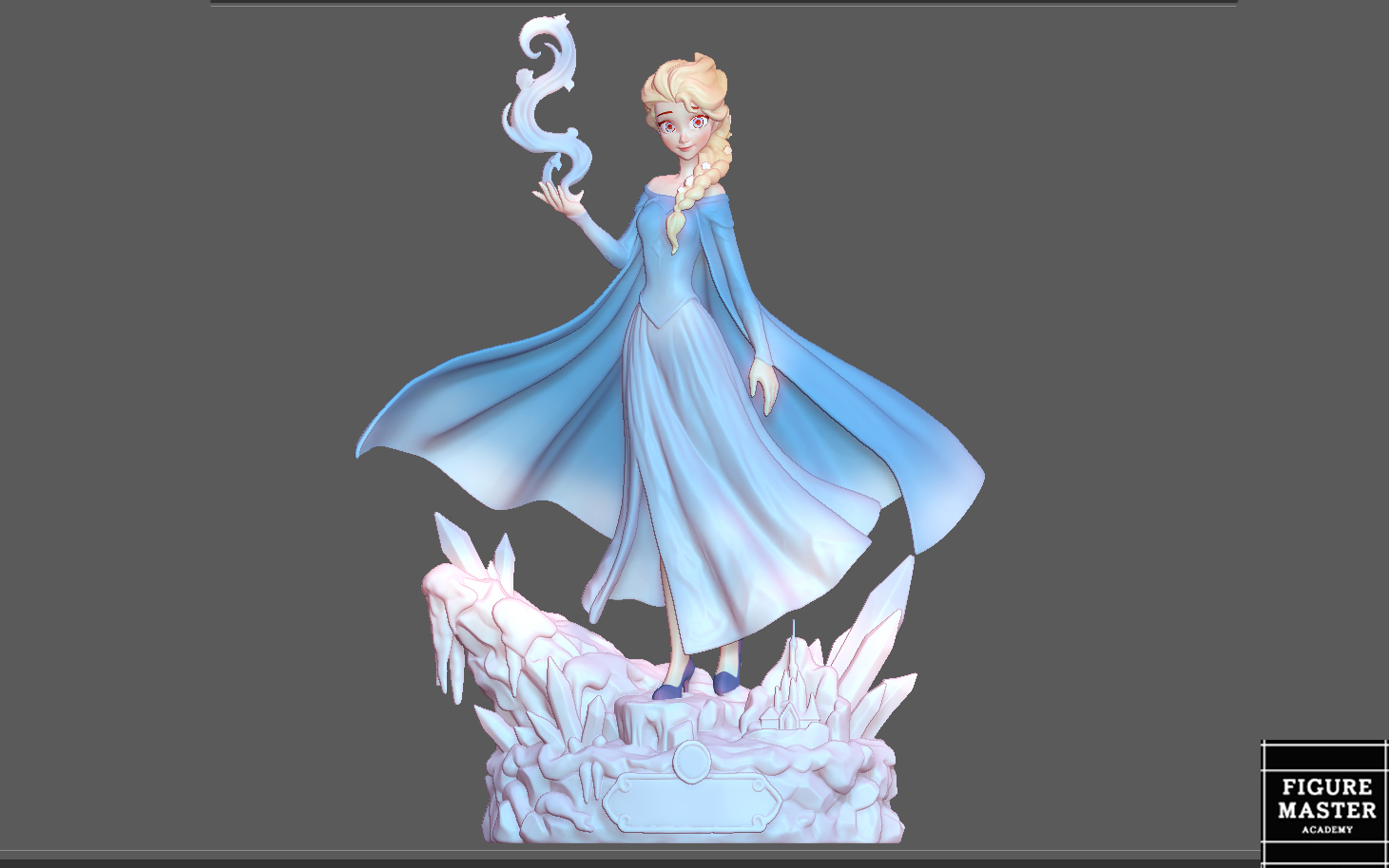 ELSA BLUE DRESS WITH CASTLE DISNEY FROZEN2 ANIME CHARACTER 3D PRINT STL FILE — image 1