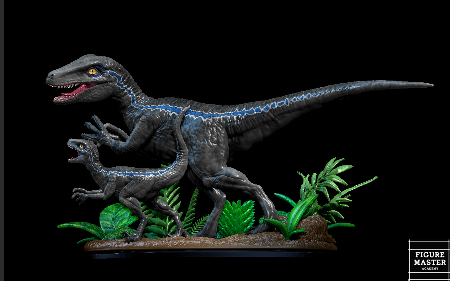 BLUE JURASSIC WORLD DOMINION AND BABY DINOSAUR 3D PRINT — image 1