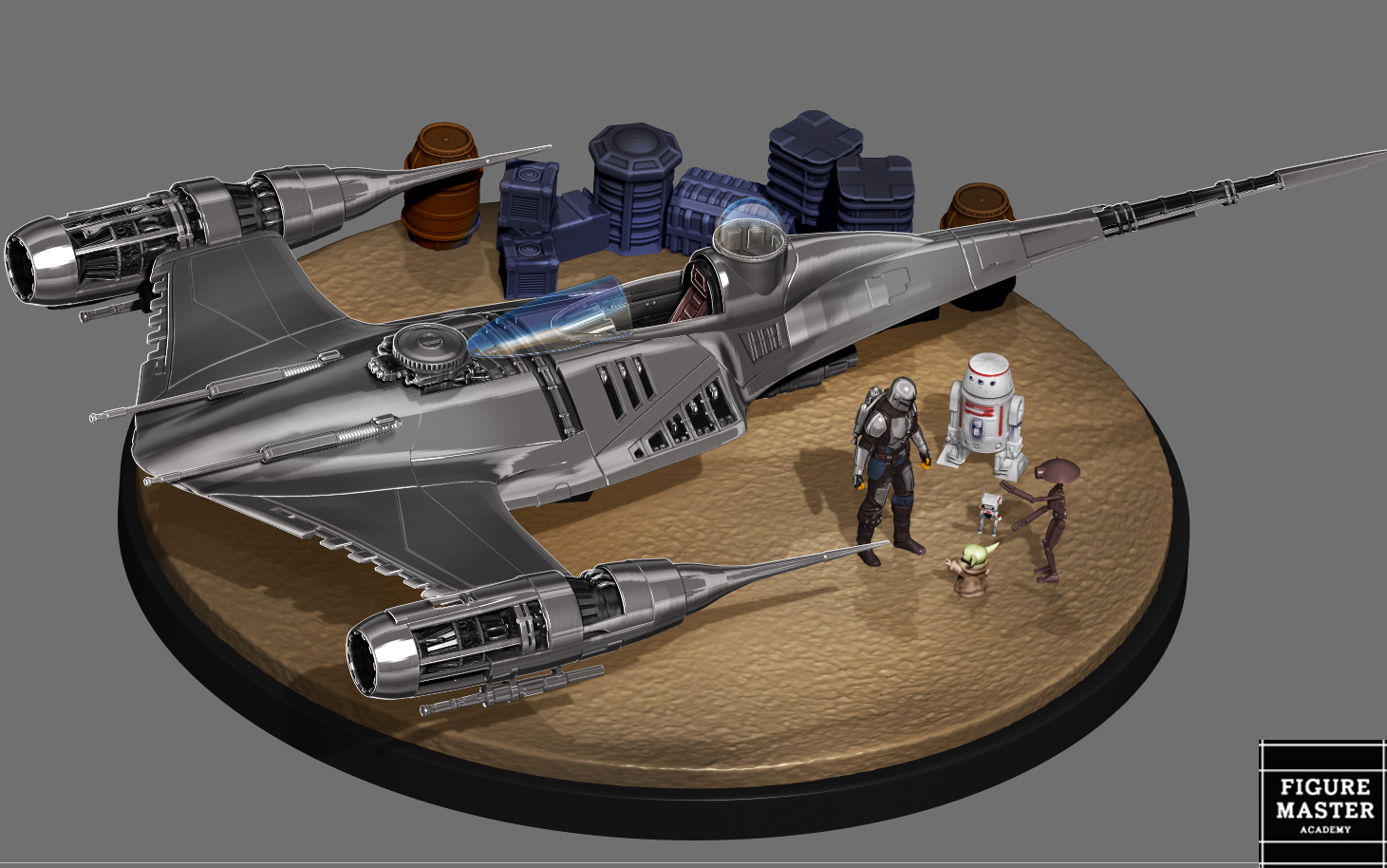 MANDALORIAN N1 DIORAMA STAR FIGHTER STARWARS DISNEY 3D PRINT MODEL — image 1