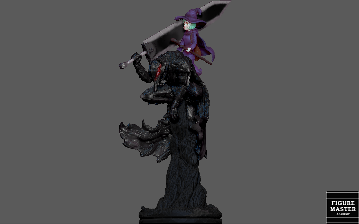 BERSERK GUTS ON EDGE WITH SCIERKE ANIME SWORD CHARACTER 3D PRINT MODEL — image 1