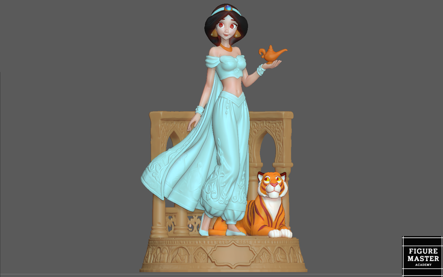 JASMINE PRINCESS STATUE WITH BASE ALADDIN DISNEY ANIME CHARACTER GIRL 3d pri — image 1