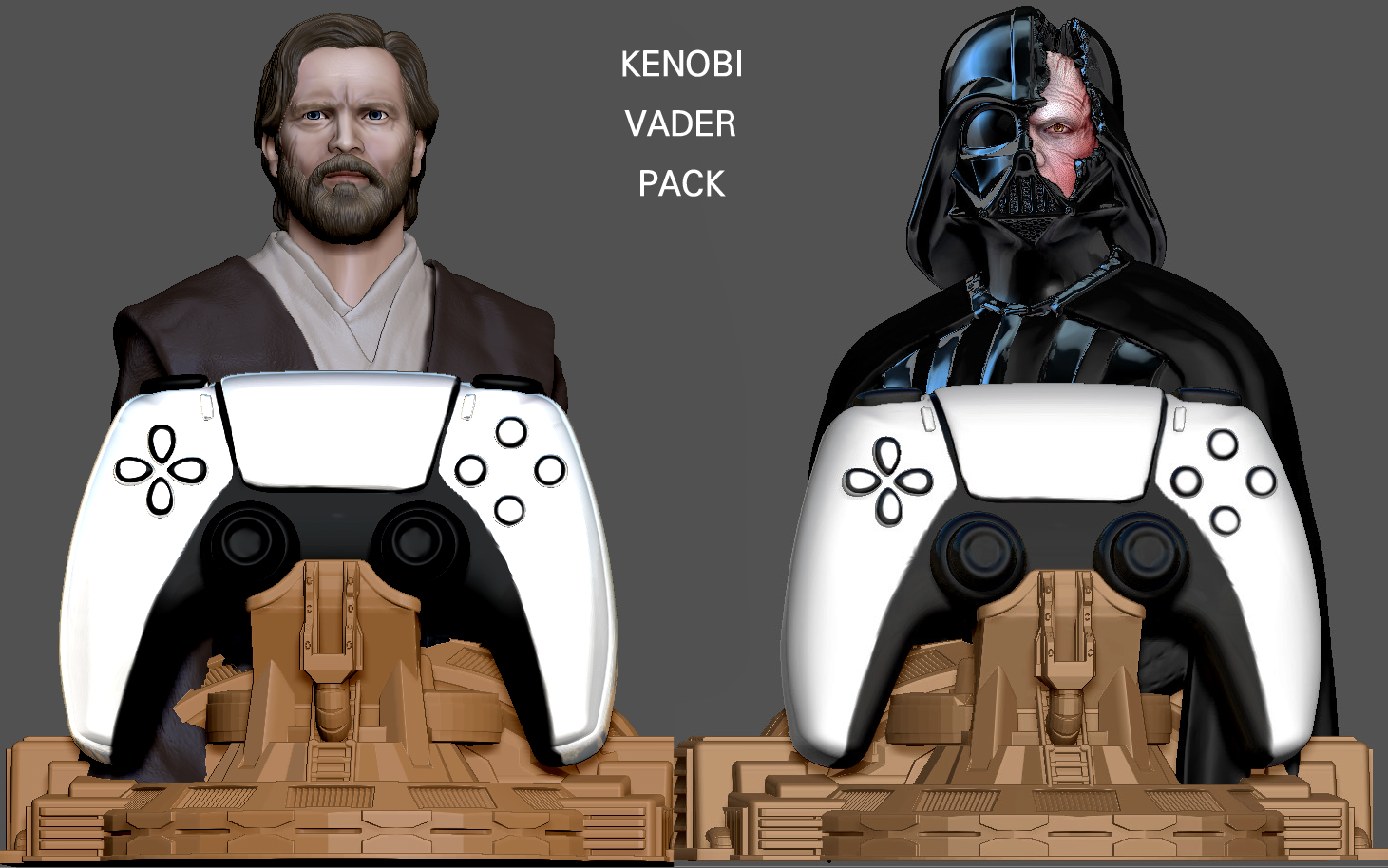 OBIWAN KENOBI DARTH VADER PACK PS5 PS4 CONTROLLER HOLDER STARWARS 3D PRINT — image 1
